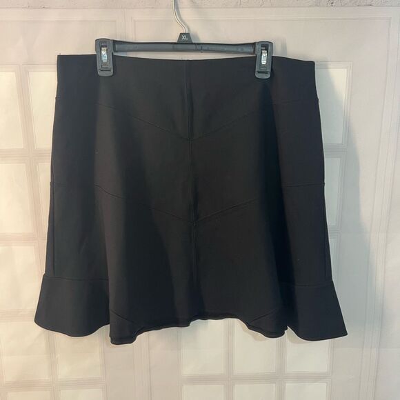 Loft NWT black jersey paneled mini flare skirt size large - Picture 1 of 7